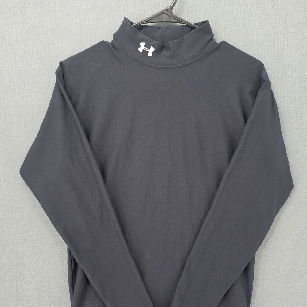 Under Armour ColdGear Mock Neck Long Sleeve Base Layer Top Black Mens Large